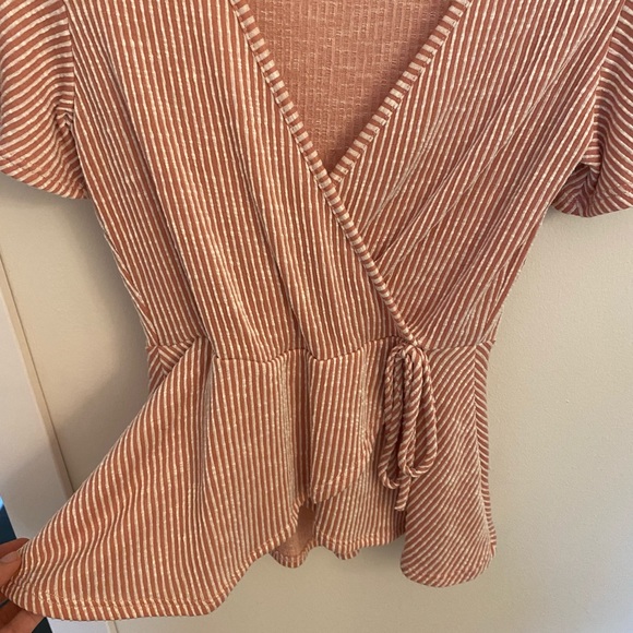 Caution to the Wind Striped Short Sleeve Blouse - Picture 3 of 4